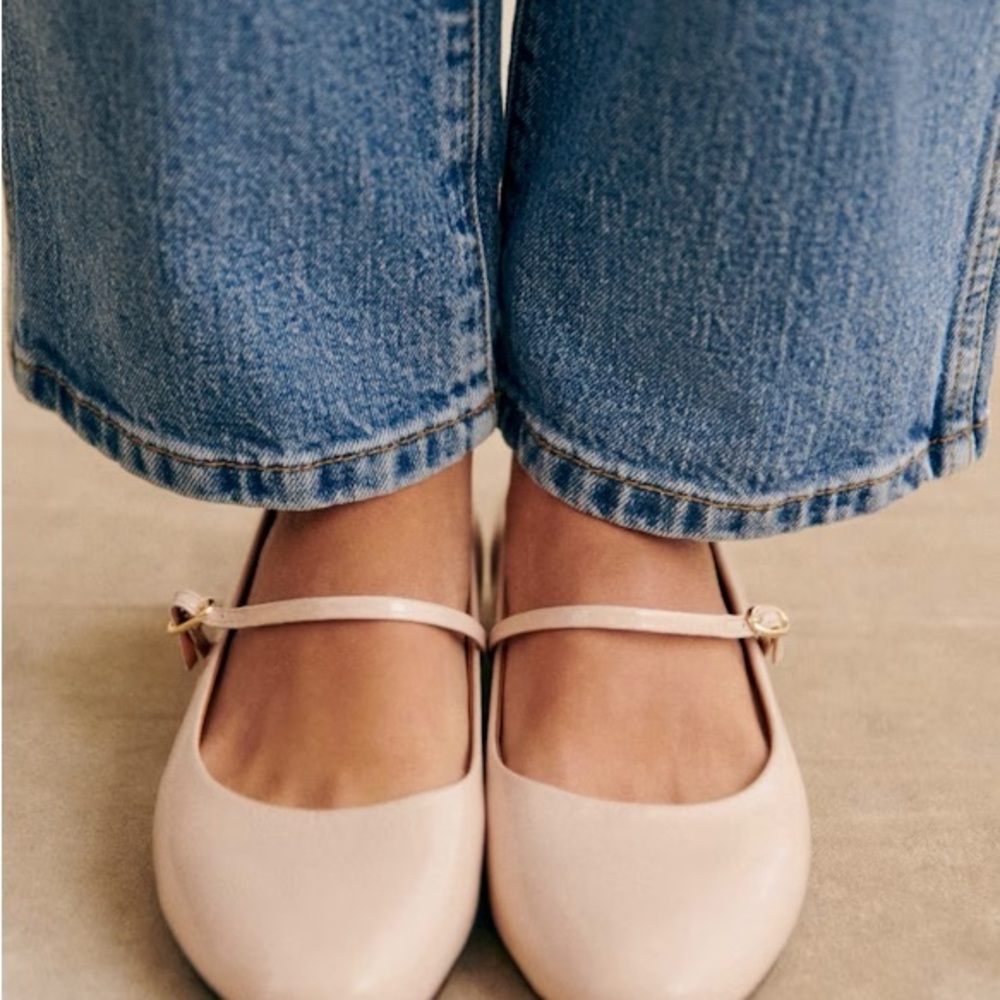 NWT Sezane Méline Low Ballerinas Patent Light Pink Size US 6 UK 37